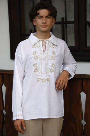 camasi traditionale - Cămașă tradițională Gherasim broderie aurie