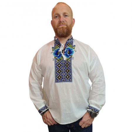 camasi traditionale - Cămașă tradițională Eftimie broderie albastră