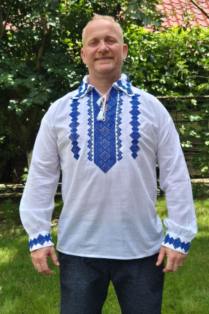 Cămașă tradițională Liviu broderie albastra [2]