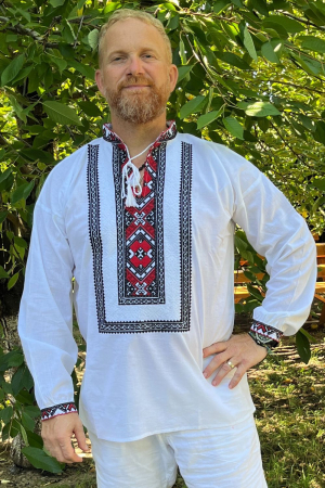 Cămașă tradițională Leon broderie rosie [1]