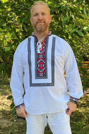 Cămașă tradițională Leon broderie rosie [2]