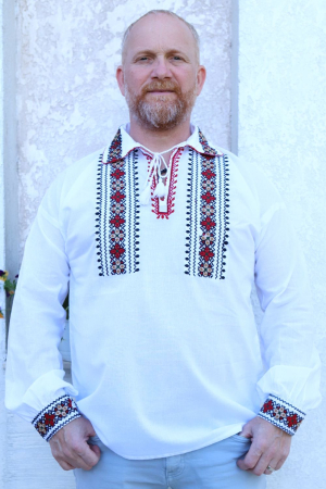 Cămașă tradițională Flavius broderie rosie [0]