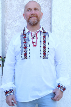 Cămașă tradițională Flavius broderie rosie [1]