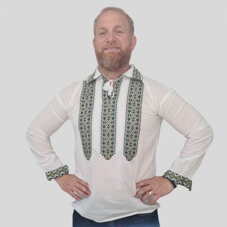 Cămașă tradițională Marcel broderie verde [1]