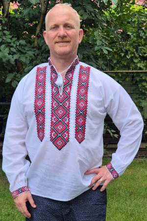 Cămașă tradițională Ierotei broderie rosie [1]