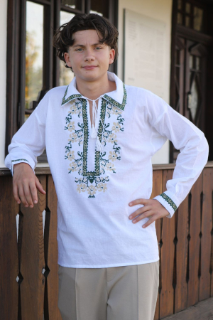 Barbati - Cămașă tradițională Gherasim broderie verde