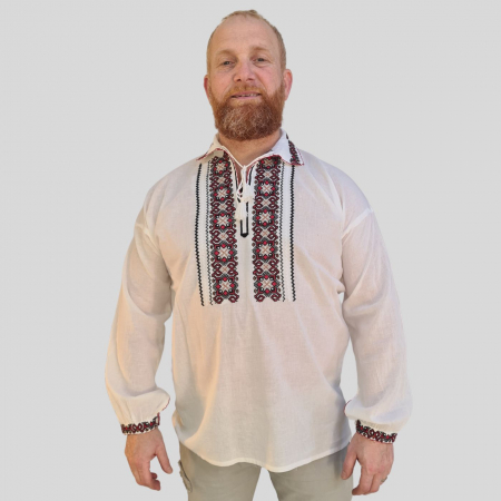 Cămașă tradițională Ioachim broderie roșie [1]