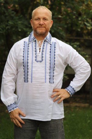 camasi traditionale - Cămașă tradițională Misail broderie albastra