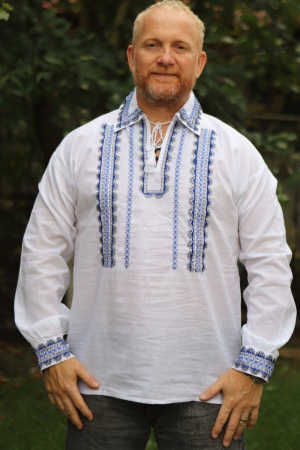 Cămașă tradițională Misail broderie albastra [1]