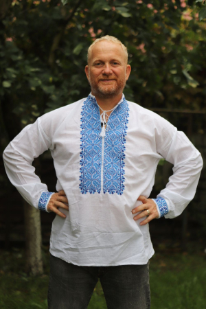 Cămașă tradițională Nicodim broderie albastra [2]