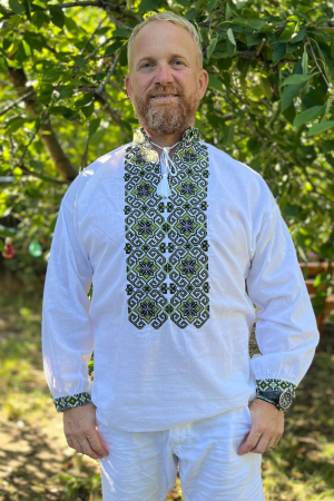 Cămașă tradițională Nicanor broderie verde [2]