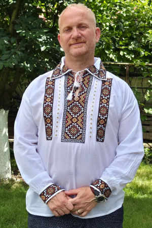 Cămașă tradițională Pantelimon broderie maro [1]