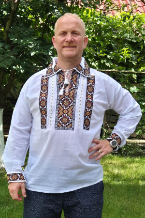 Cămașă tradițională Pantelimon broderie maro [2]