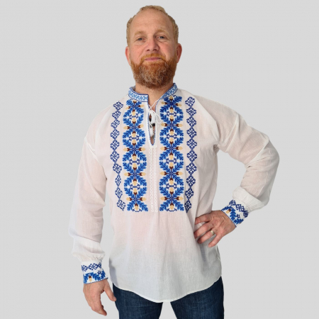 Cămașă tradițională Paraschiv broderie albastra [2]