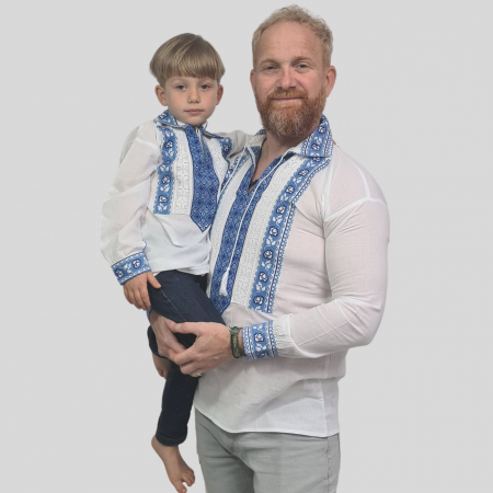 Cămașă tradițională Eladie broderie albastra camasi traditionale - Cămașă tradițională Eladie broderie albastra