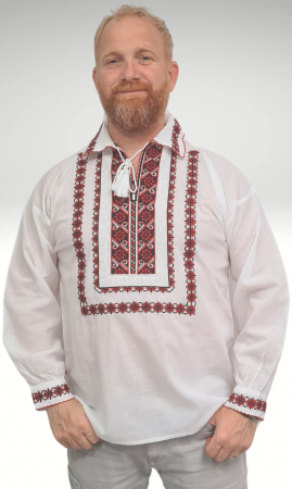 Cămașă tradițională Dan broderie rosie camasi traditionale - Cămașă tradițională Dan broderie rosie