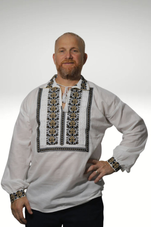 Cămașă tradițională Pinufie broderie bej [1]