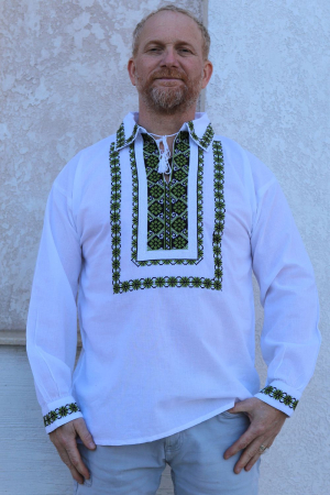 Cămașă tradițională Martinian broderie verde [1]