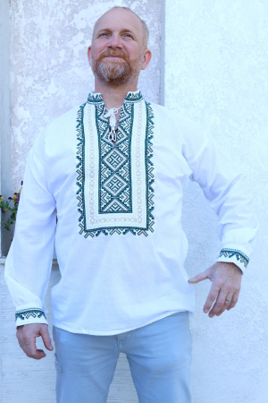 Cămașă tradițională Ramon broderie verde [2]