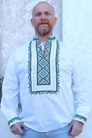 Cămașă tradițională Ramon broderie verde [0]