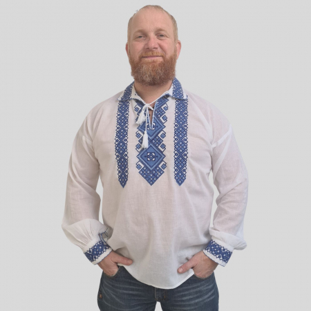 camasi traditionale - Cămașă tradițională Razvan broderie albastra