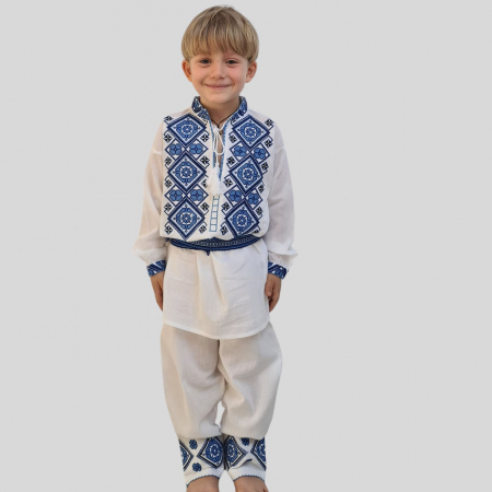 compleuri - Compleu baieti Agav broderie albastră
