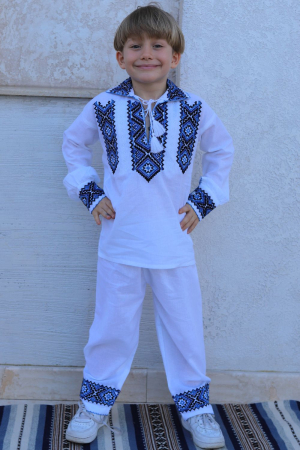 compleuri - Compleu baieti Ierorei broderie albastra