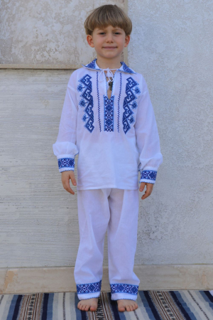 Compleu baieti Ilarion broderie albastra [2]