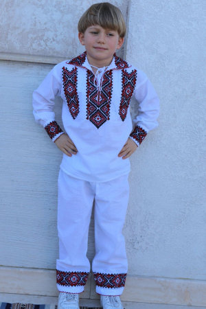 compleuri - Compleu baieti Ierorei broderie rosie