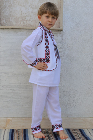 Compleu baieti Acvila broderie rosie [2]