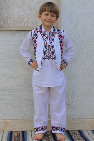 compleuri - Compleu baieti Acvila broderie rosie