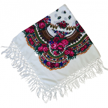 esarfe - Eșarfă tradițională cu franjuri de bumbac împletiti
