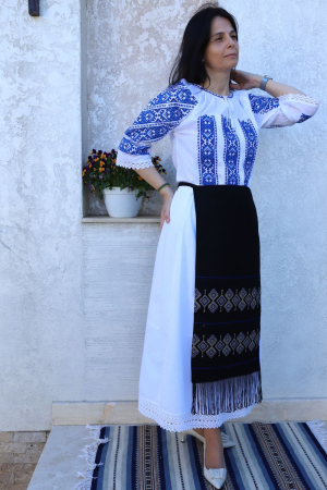 Fotă damă tradițională model geometric romb albastra [1]