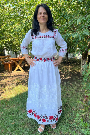 Dama - Fustă damă Hristina broderie roșie