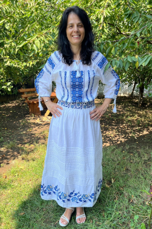 Dama - Fustă damă Hristina broderie albastră