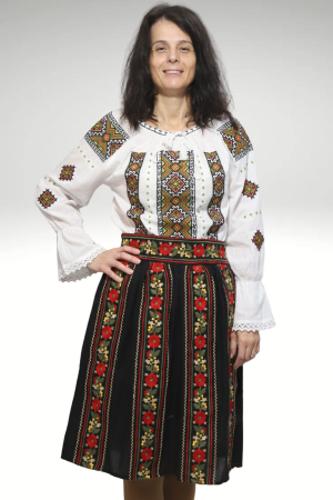 Fuste - Fusta dama neagra flori de toamna