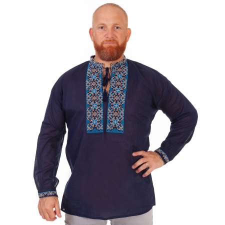 camasi traditionale - Cămașă tradițională Dacian, culoare bleumarin