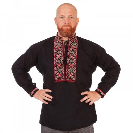 camasi traditionale - Cămașă tradițională Dacian, culoare neagră