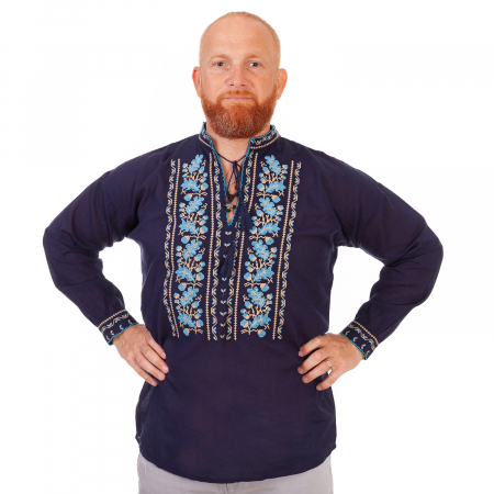 camasi traditionale - Cămașă tradițională Emilian, culoare bleumarin