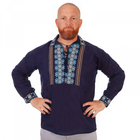 camasi traditionale - Cămașă tradițională Teoharie, culoare bleumarin