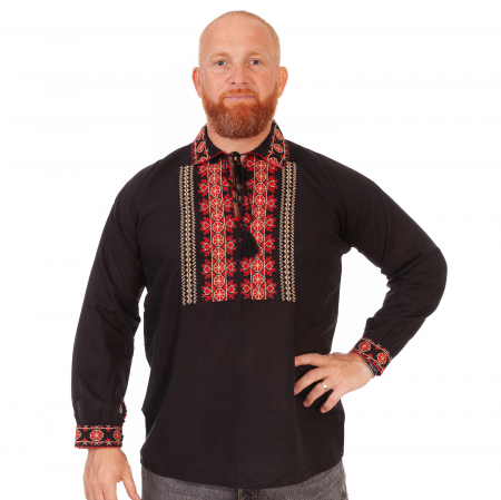 camasi traditionale - Cămașă tradițională Teoharie culoare neagră