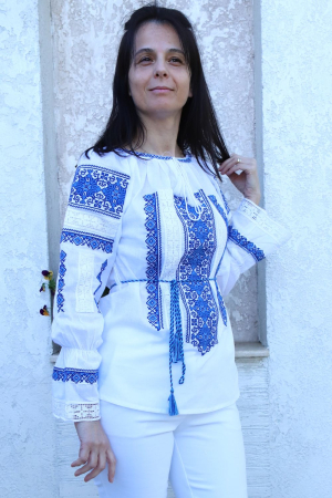 ie - Ie damă Elefteria broderie albastra