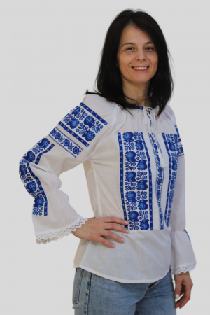 Dama - Ie damă Elsa broderie albastra
