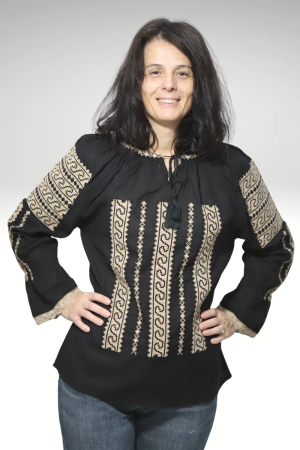 ie - Ie damă Nectaria broderie bej maneca lunga