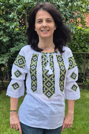 Ie damă Erotida broderie verde mărimi mari - Ie damă Erotida broderie verde