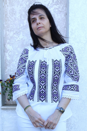ie - Ie damă Filotimia broderie mov