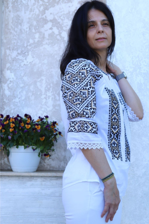 Ie damă Filotimia broderie bej [3]