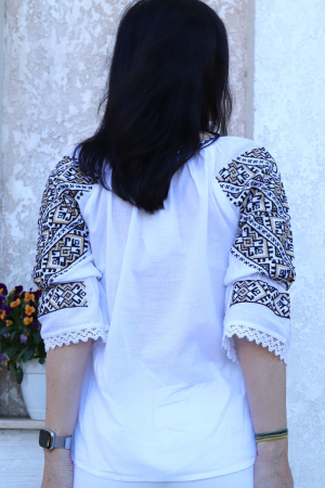 Ie damă Filotimia broderie bej [4]