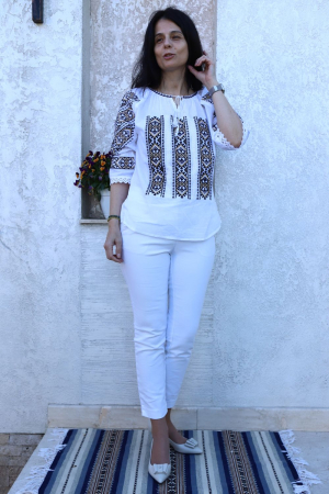 Ie damă Filotimia broderie bej [1]