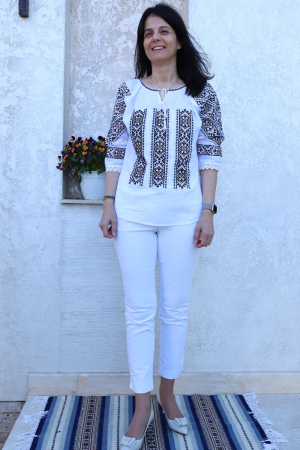 Ie damă Filotimia broderie bej [2]